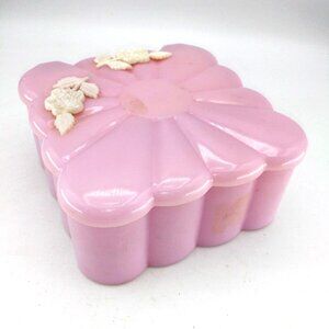 Vintage 1960s Menda Vanitee plastic Rose Vanity & original powder puff